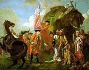 Francis Hayman Lord Clive meeting with Mir Jafar at the Battle of Plassey in 1757 oil painting artist